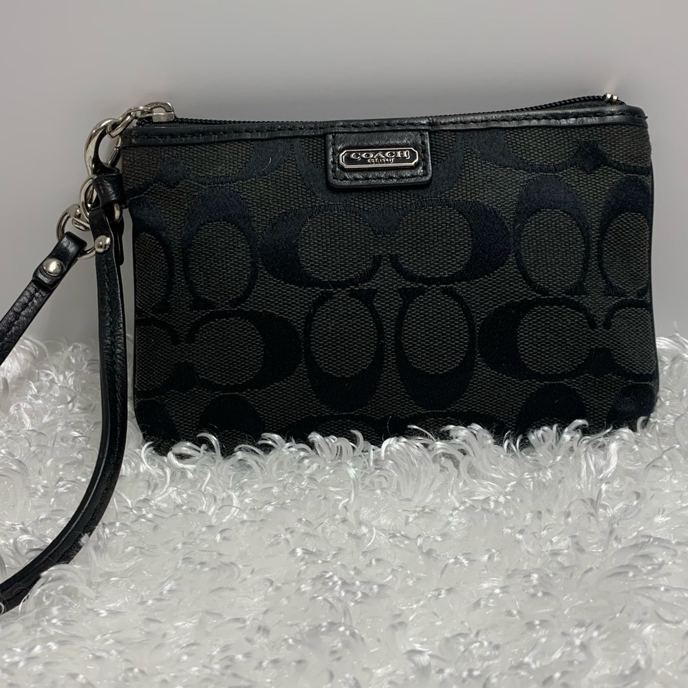 Coach Signature Jacquard Leather Trim Wrislet